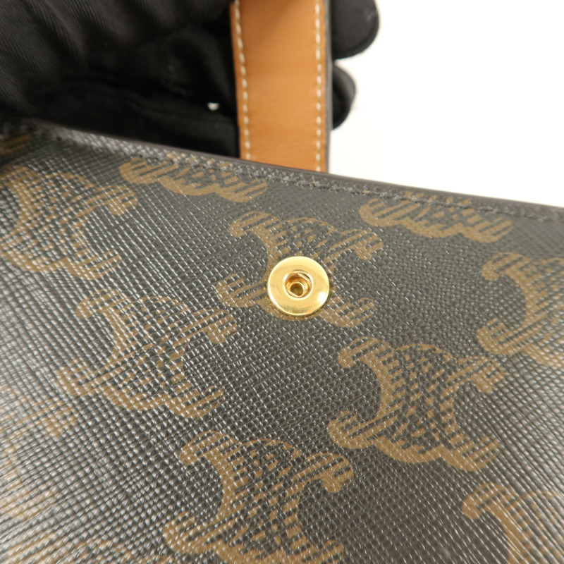 CELINE 塗層帆布Small Strap Triomphe Wallet錢包-11