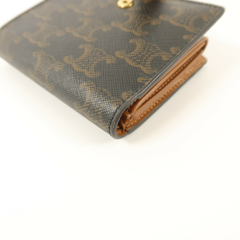 CELINE 塗層帆布Small Strap Triomphe Wallet錢包-12