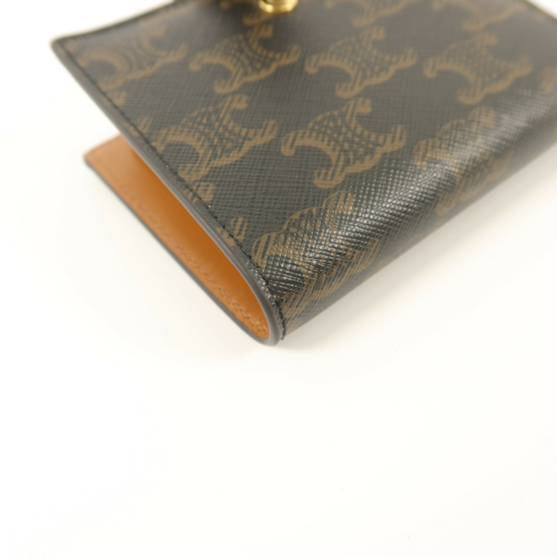 CELINE 塗層帆布Small Strap Triomphe Wallet錢包-13