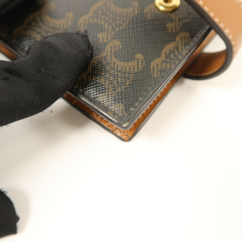 CELINE 塗層帆布Small Strap Triomphe Wallet錢包-16