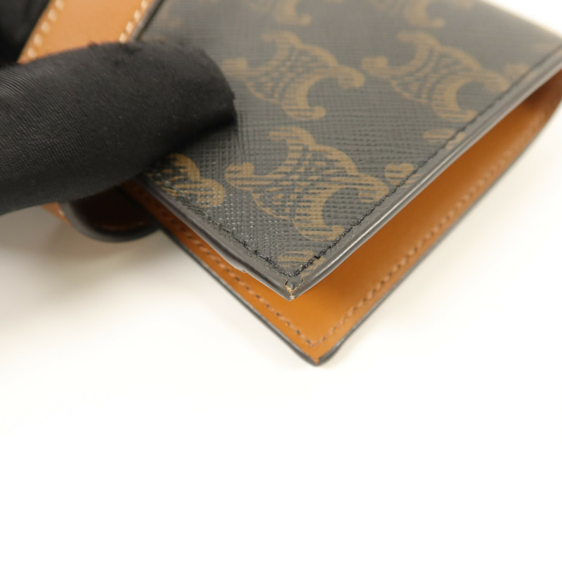 CELINE 塗層帆布Small Strap Triomphe Wallet錢包-17
