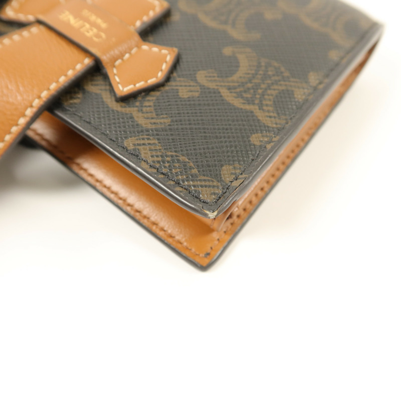 CELINE 塗層帆布Small Strap Triomphe Wallet錢包-18