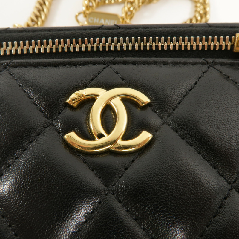 CHANEL 羊皮皮革Vanity Case鏈帶肩背袋-8