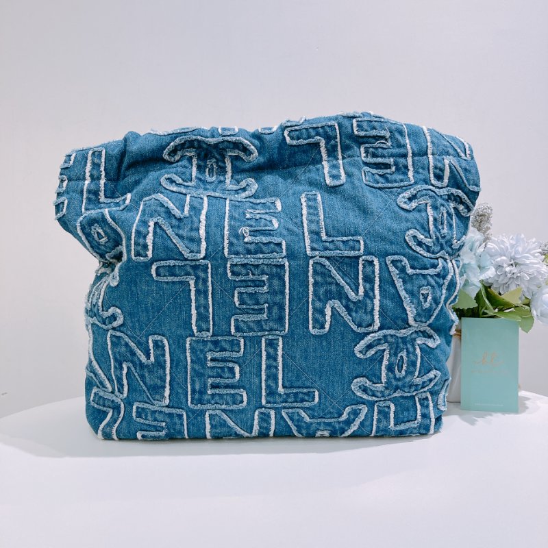 TW4859 Chanel 香奈兒22系列小號單肩包包 22 Tote Bag Small Denim Blue x PHW-2