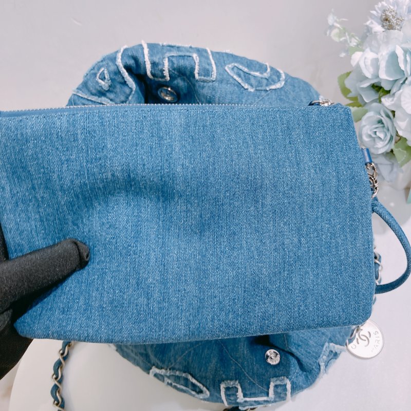 TW4859 Chanel 香奈兒22系列小號單肩包包 22 Tote Bag Small Denim Blue x PHW-16
