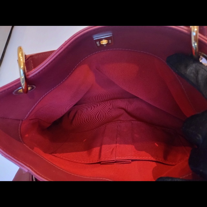 Chanel 淡金鍊酒紅皮V格兩用梯形tote 包-10