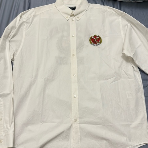 Balenciaga 39號 （S號）21AW 近全新 白色裁縫剪刀刺繡oversized 長袖襯衫