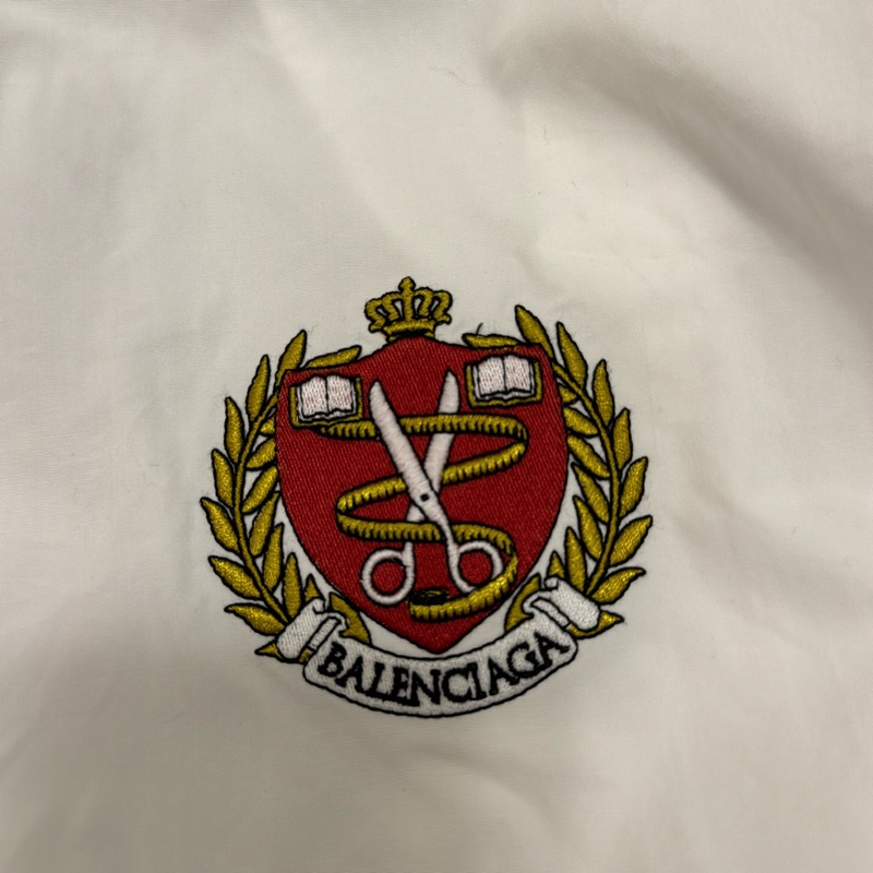 Balenciaga 39號 （S號）21AW 近全新 白色裁縫剪刀刺繡oversized 長袖襯衫-3