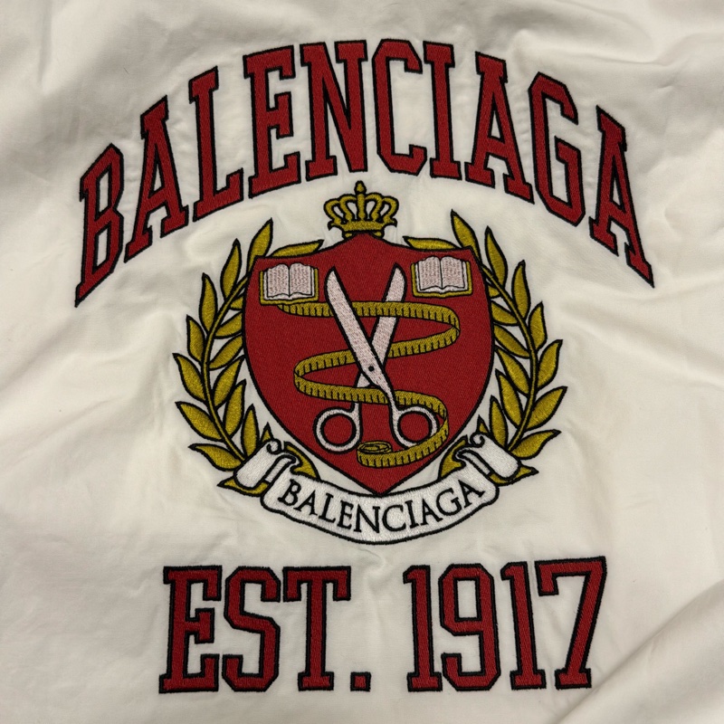 Balenciaga 39號 （S號）21AW 近全新 白色裁縫剪刀刺繡oversized 長袖襯衫-4