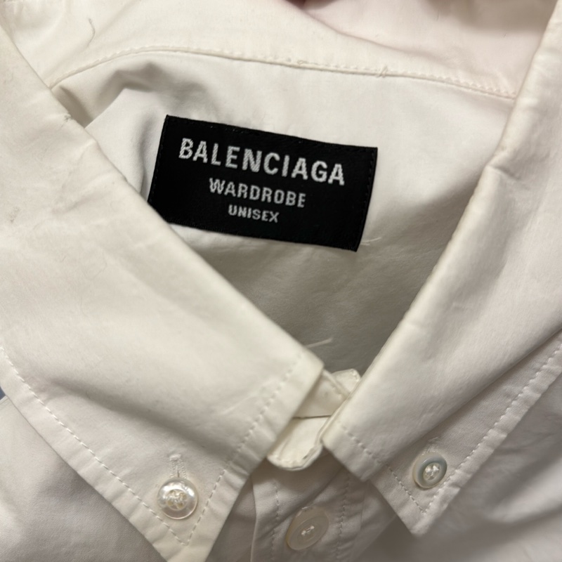 Balenciaga 39號 （S號）21AW 近全新 白色裁縫剪刀刺繡oversized 長袖襯衫-7