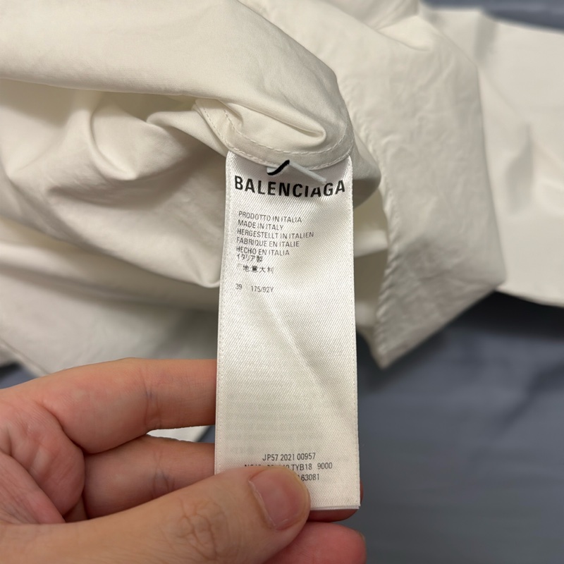 Balenciaga 39號 （S號）21AW 近全新 白色裁縫剪刀刺繡oversized 長袖襯衫-8