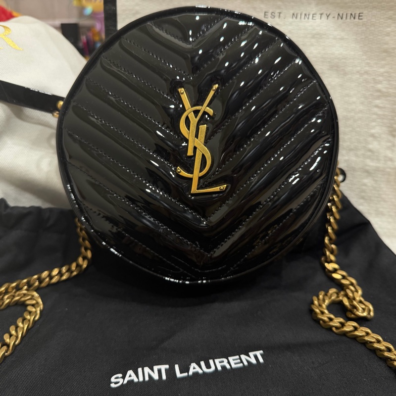 YSL 漆皮 圓餅包-1