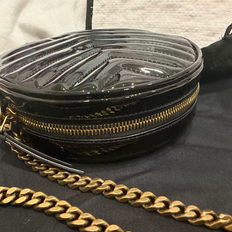 YSL 漆皮 圓餅包-6