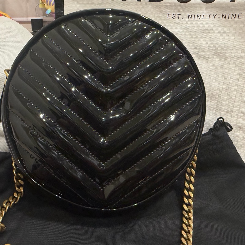 YSL 漆皮 圓餅包-7