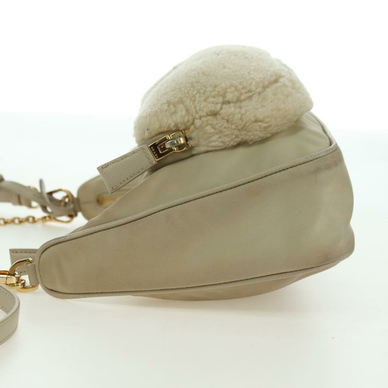【日本直送】PRADA 尼龍鏈單肩包 三向米色金色 正品 179052V-2