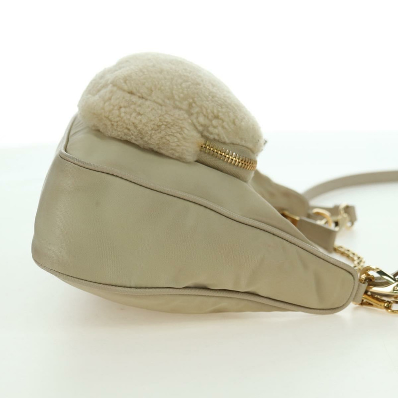 【日本直送】PRADA 尼龍鏈單肩包 三向米色金色 正品 179052V-3