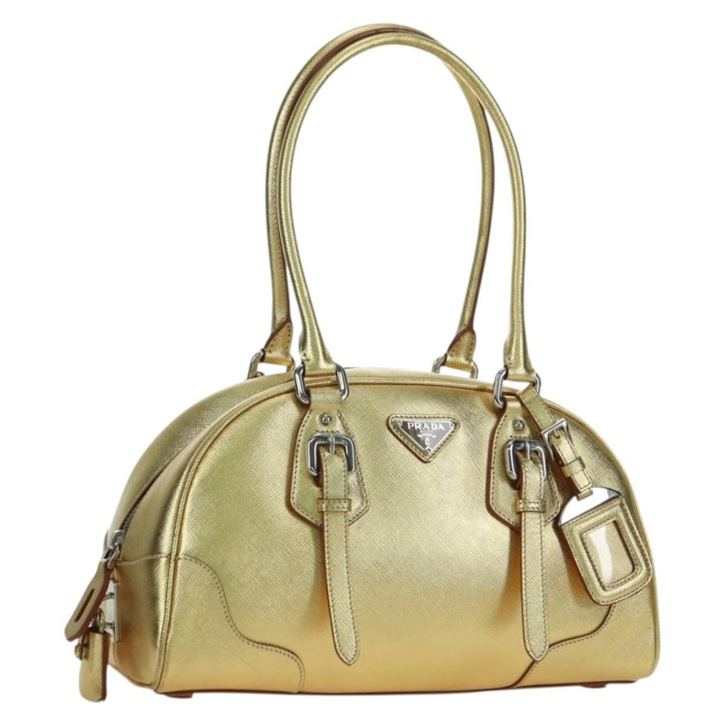 【日本直送】PRADA 手提包 Safiano 皮革 金色 Auth 179187SV-0