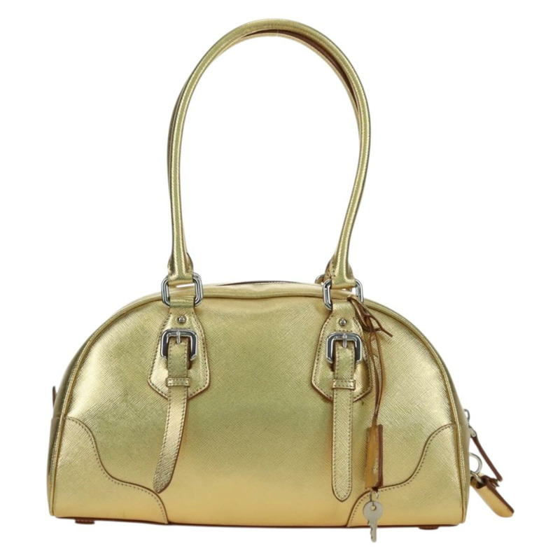 【日本直送】PRADA 手提包 Safiano 皮革 金色 Auth 179187SV-1