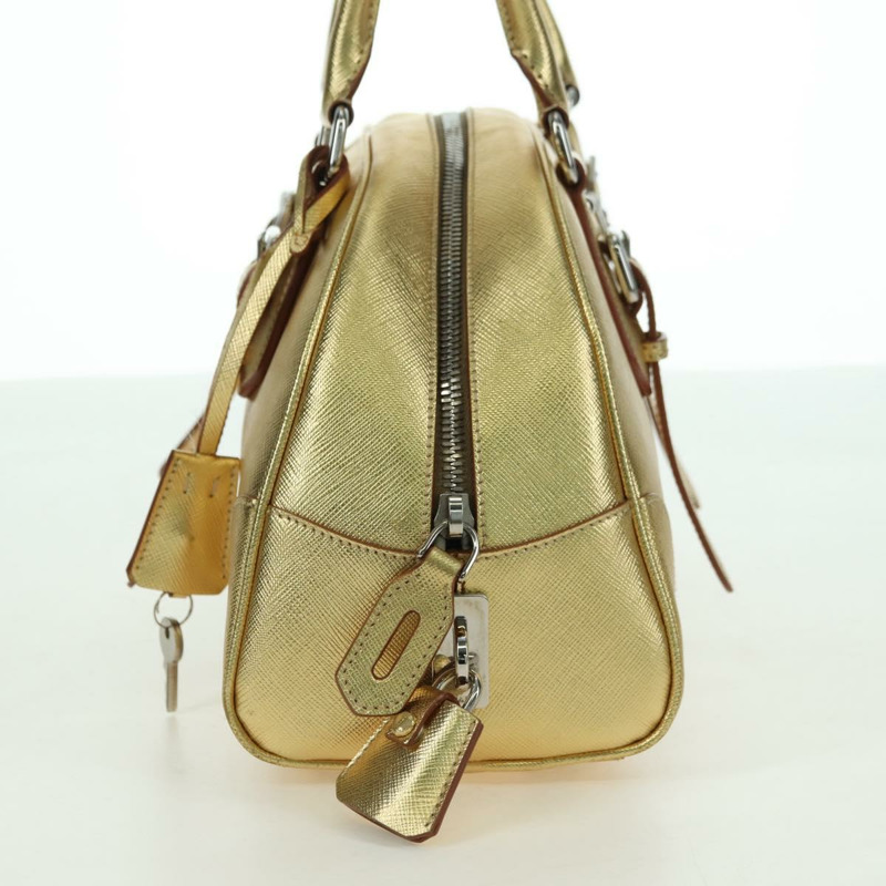 【日本直送】PRADA 手提包 Safiano 皮革 金色 Auth 179187SV-3