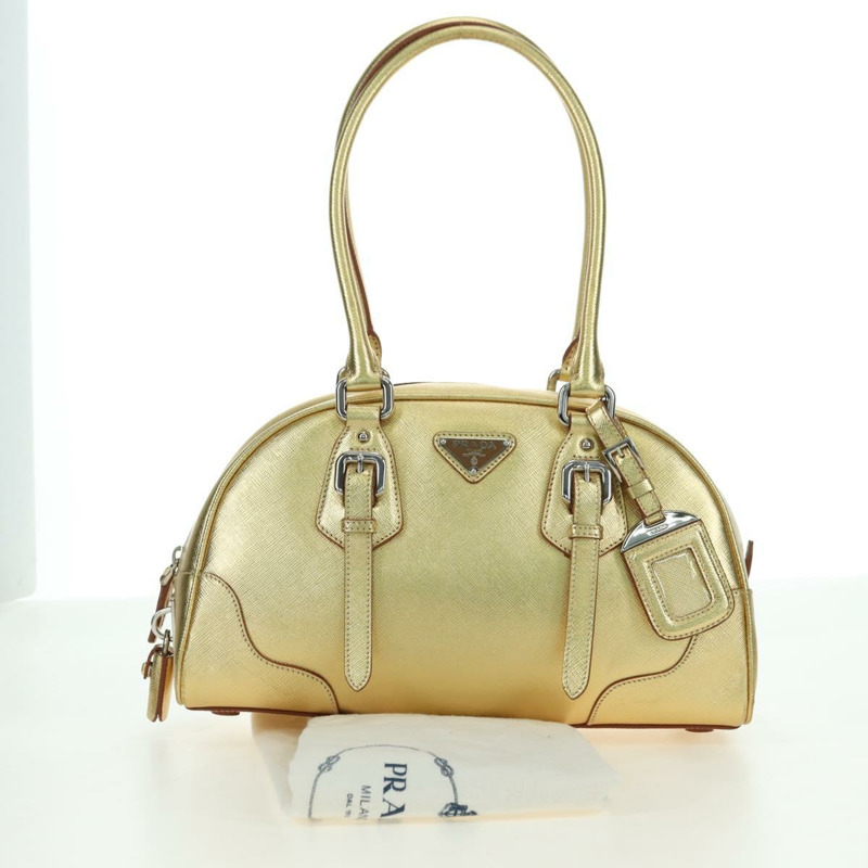 【日本直送】PRADA 手提包 Safiano 皮革 金色 Auth 179187SV-11