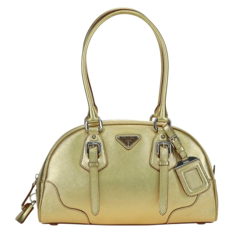 【日本直送】PRADA 手提包 Safiano 皮革 金色 Auth 179187SV-12