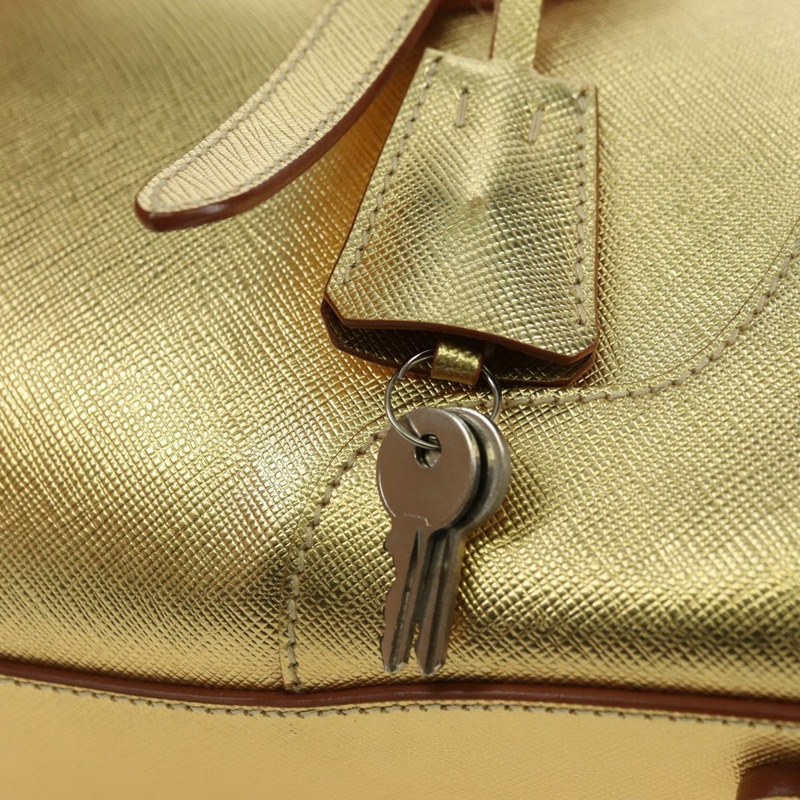 【日本直送】PRADA 手提包 Safiano 皮革 金色 Auth 179187SV-18