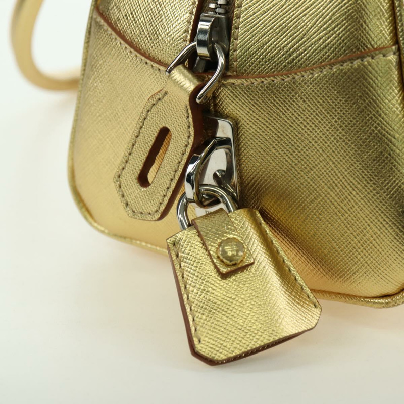 【日本直送】PRADA 手提包 Safiano 皮革 金色 Auth 179187SV-22