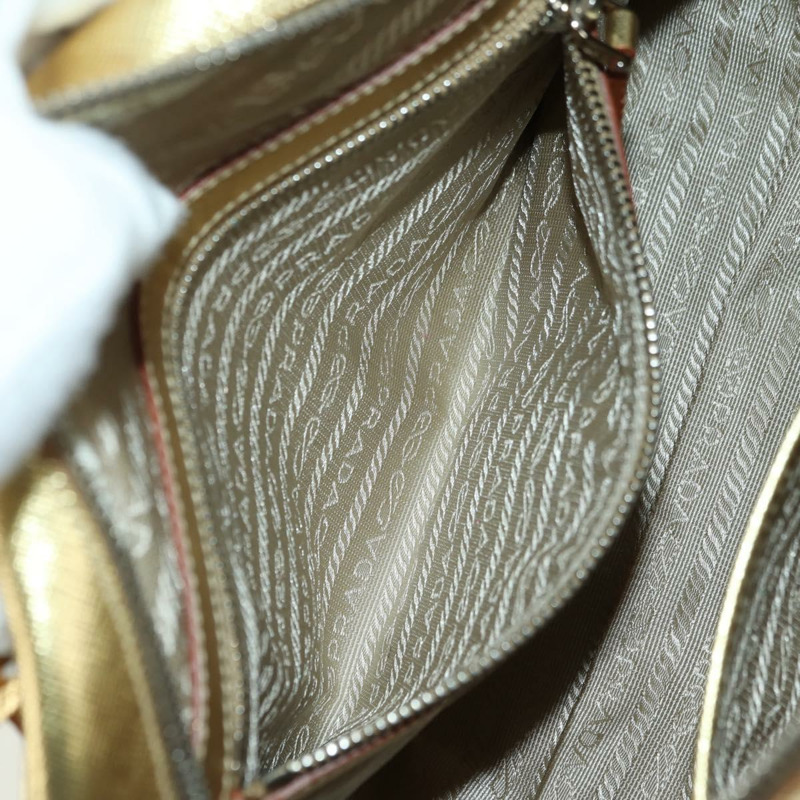 【日本直送】PRADA 手提包 Safiano 皮革 金色 Auth 179187SV-28