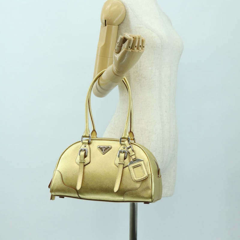 【日本直送】PRADA 手提包 Safiano 皮革 金色 Auth 179187SV-29