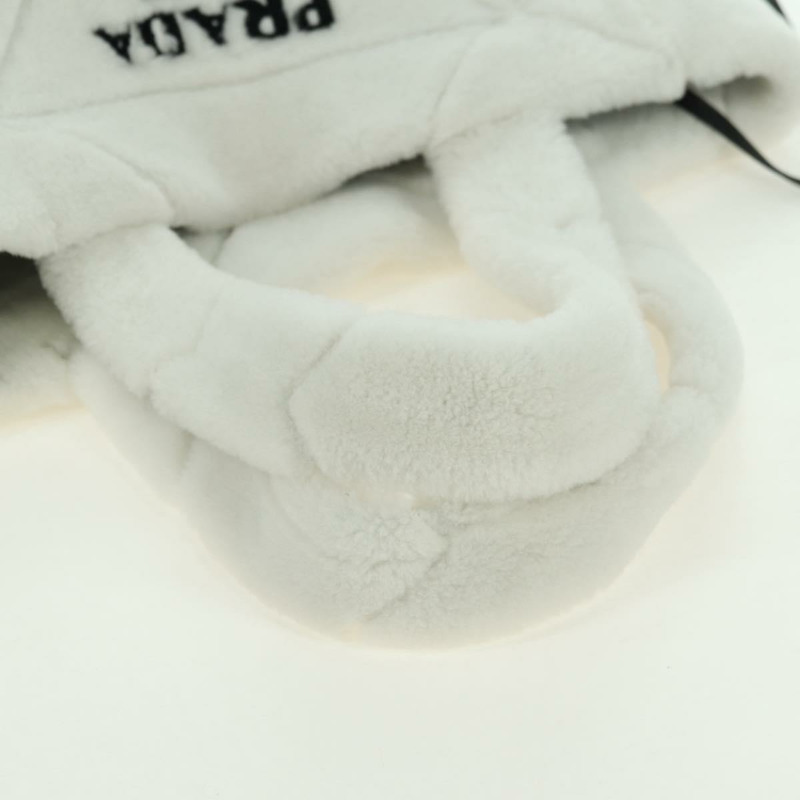 【日本直送】PRADA羊毛手提包 Mouton 白色銀色 Auth mr2498V-6