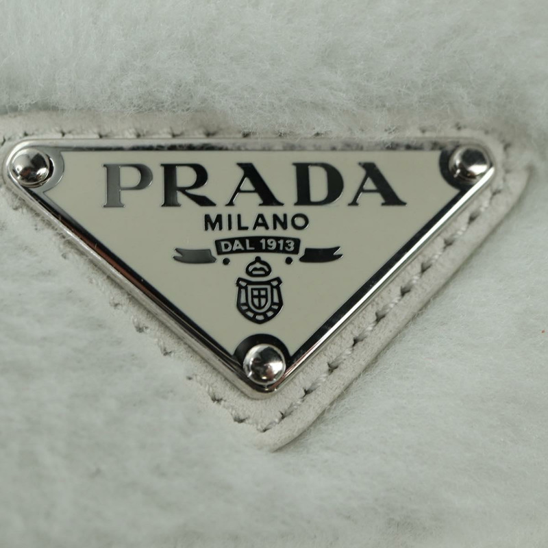 【日本直送】PRADA羊毛手提包 Mouton 白色銀色 Auth mr2498V-20