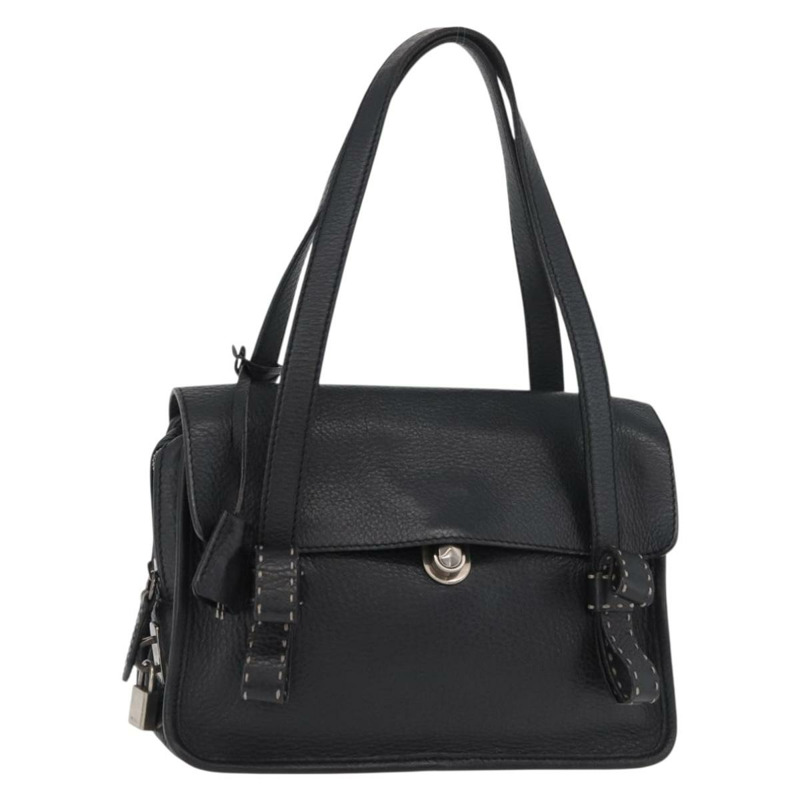 【日本直送】PRADA Vienna Fifty 手提包 皮革 黑色 銀色 BR1932 正品 mr2512A-0