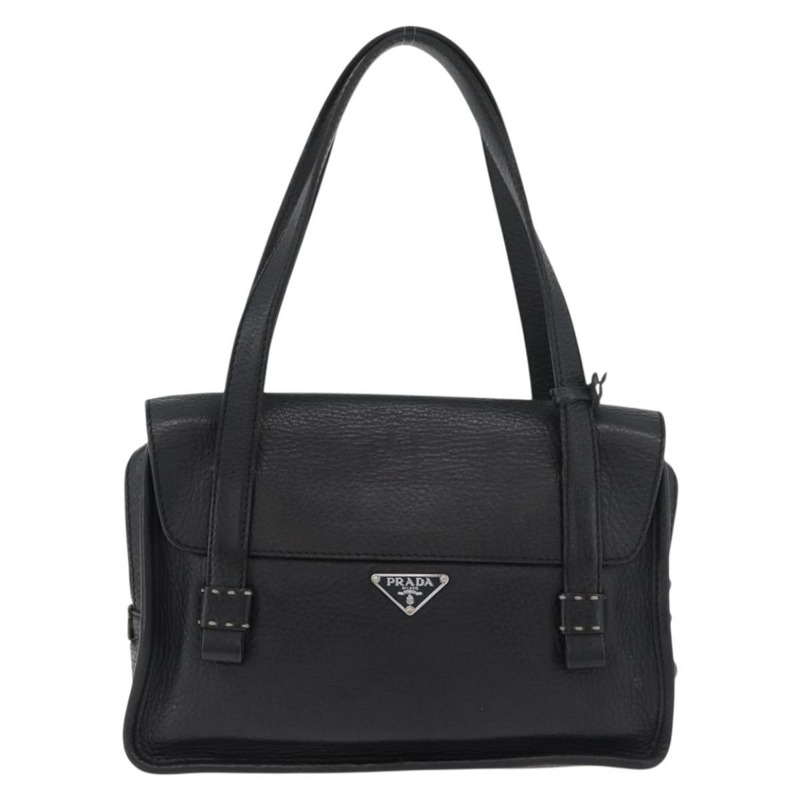 【日本直送】PRADA Vienna Fifty 手提包 皮革 黑色 銀色 BR1932 正品 mr2512A-1
