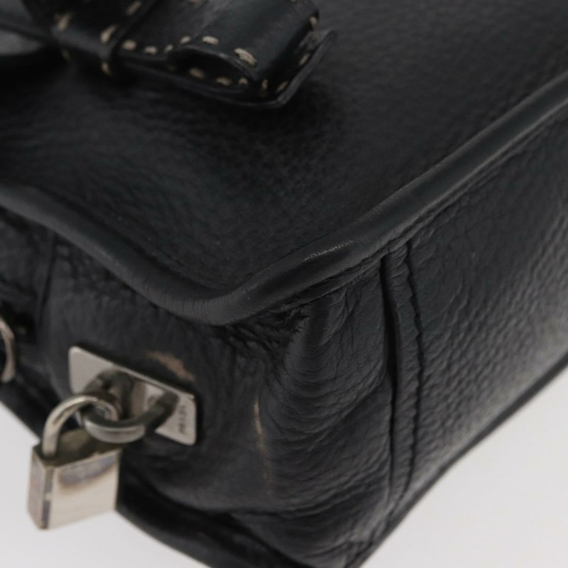 【日本直送】PRADA Vienna Fifty 手提包 皮革 黑色 銀色 BR1932 正品 mr2512A-14