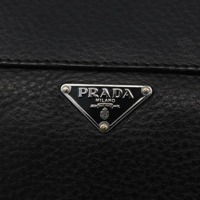 【日本直送】PRADA Vienna Fifty 手提包 皮革 黑色 銀色 BR1932 正品 mr2512A-18