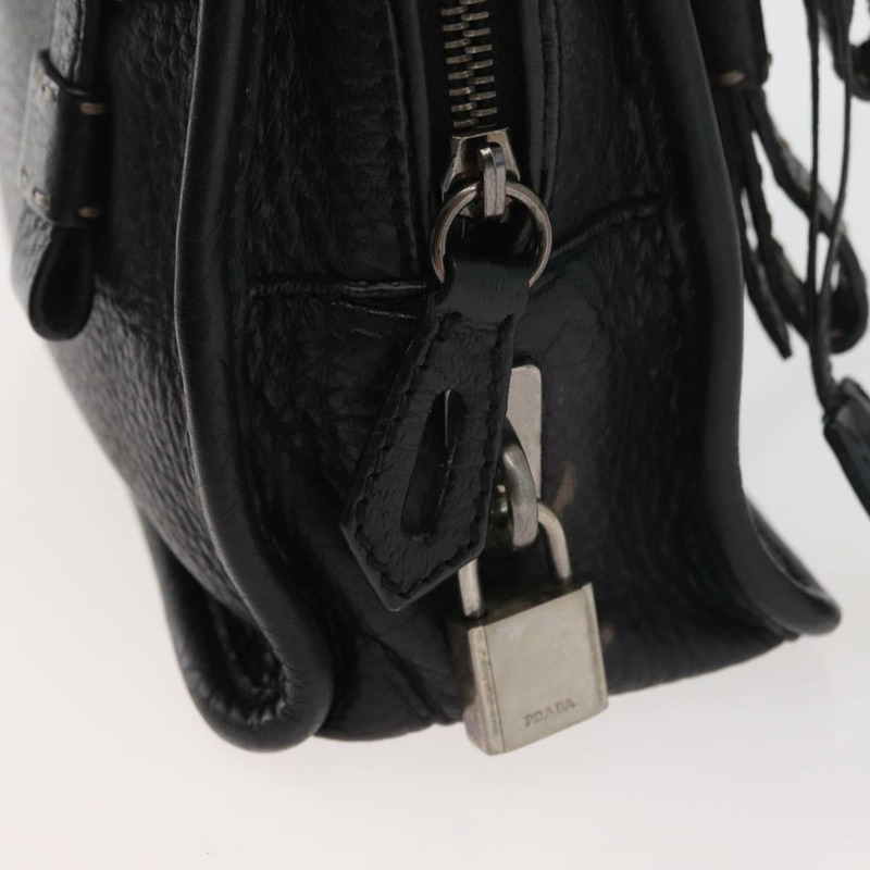 【日本直送】PRADA Vienna Fifty 手提包 皮革 黑色 銀色 BR1932 正品 mr2512A-19