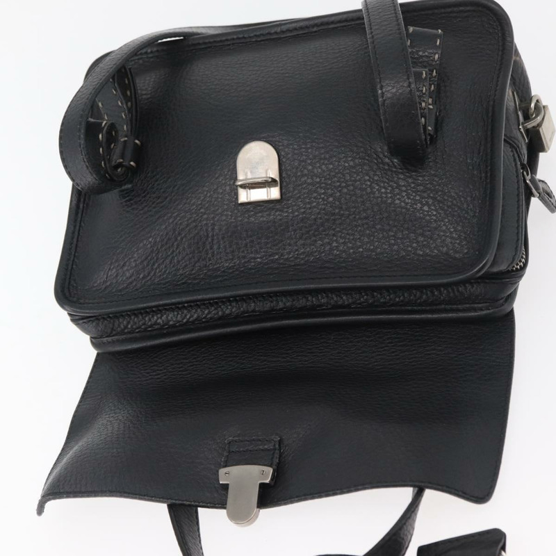 【日本直送】PRADA Vienna Fifty 手提包 皮革 黑色 銀色 BR1932 正品 mr2512A-20