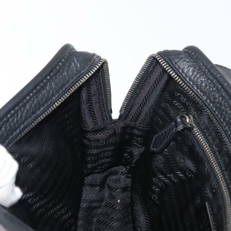 【日本直送】PRADA Vienna Fifty 手提包 皮革 黑色 銀色 BR1932 正品 mr2512A-23