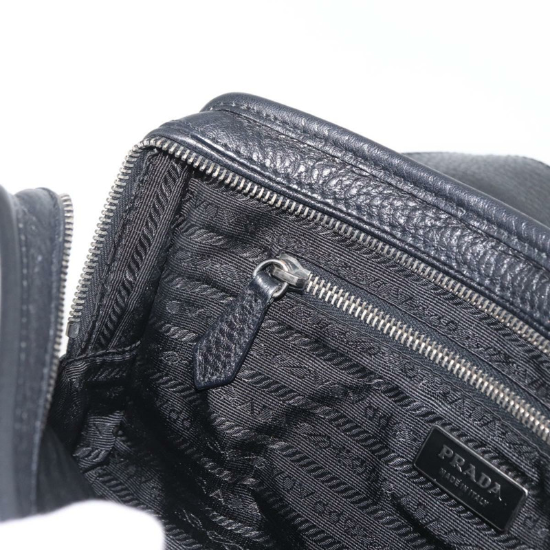 【日本直送】PRADA Vienna Fifty 手提包 皮革 黑色 銀色 BR1932 正品 mr2512A-24