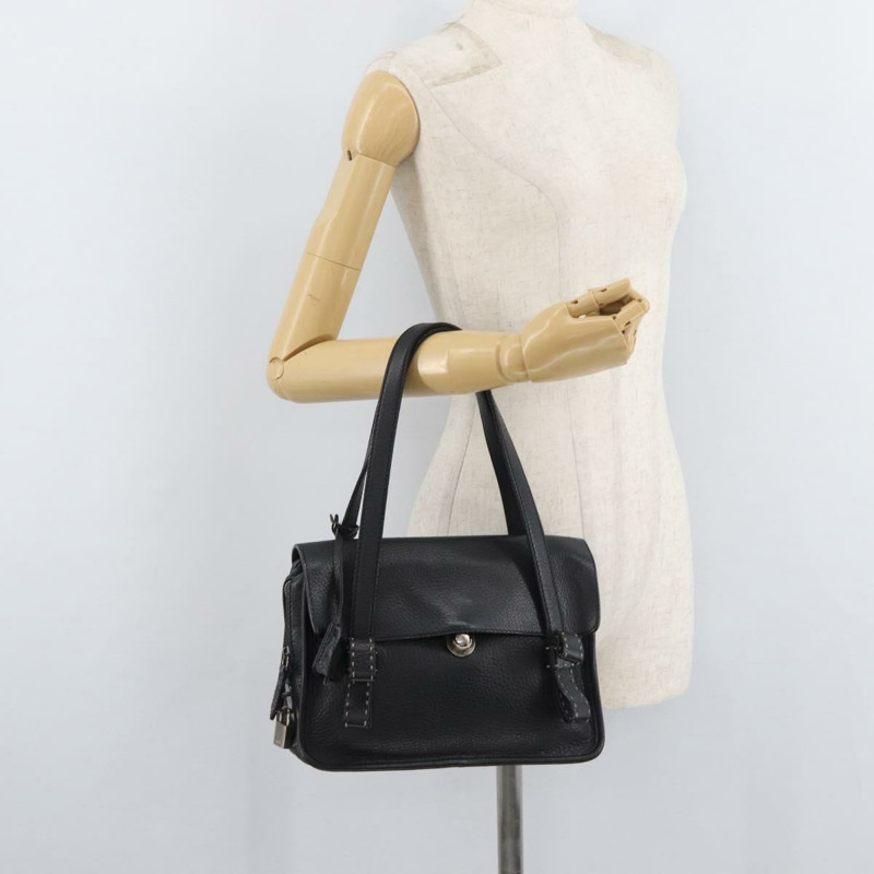 【日本直送】PRADA Vienna Fifty 手提包 皮革 黑色 銀色 BR1932 正品 mr2512A-26