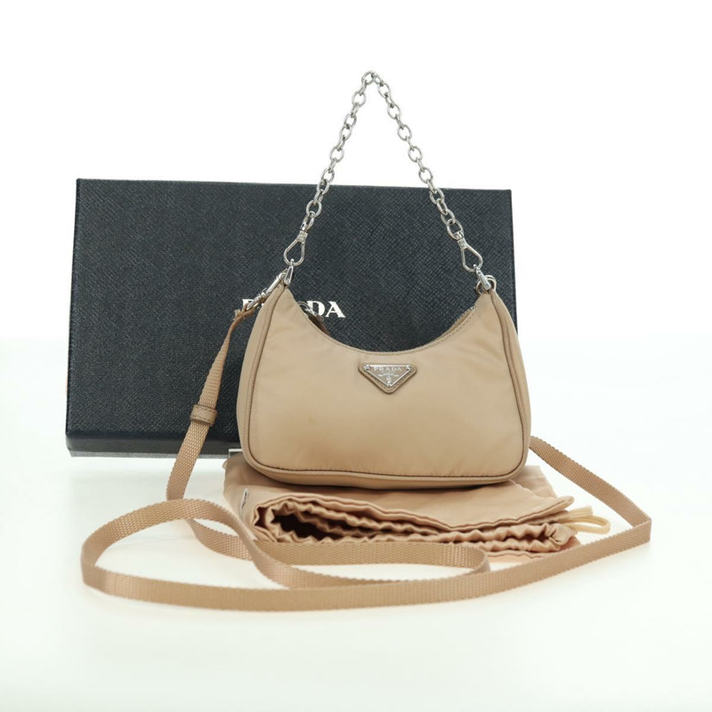 【日本直送】PRADA 尼龍雙肩包 米色 銀色 正品 179223M-11