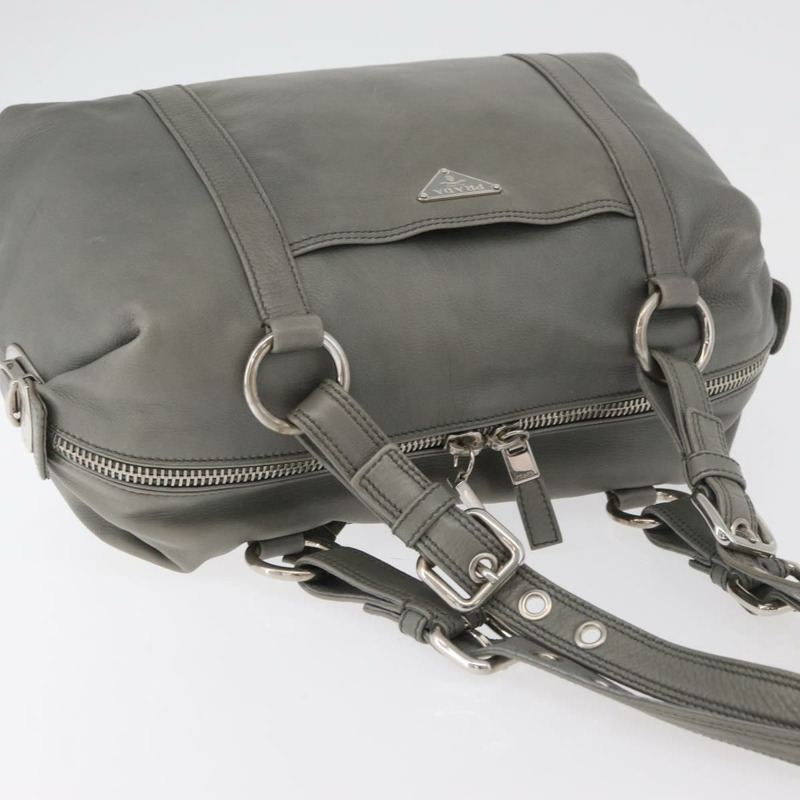 【日本直送】PRADA 手提包 皮革 灰色 銀色 正品 179402A-5