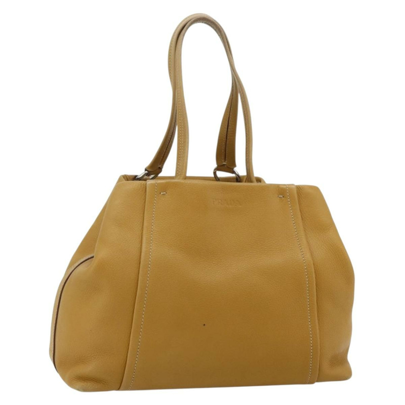 【日本直送】PRADA 手提包 皮革 棕色 銀色 正品 179442A-0