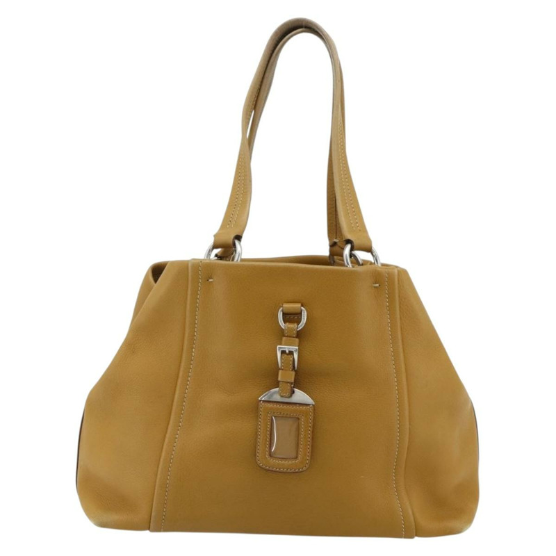 【日本直送】PRADA 手提包 皮革 棕色 銀色 正品 179442A-1