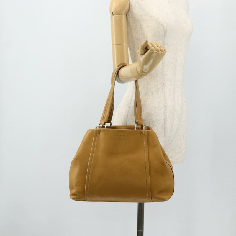 【日本直送】PRADA 手提包 皮革 棕色 銀色 正品 179442A-22