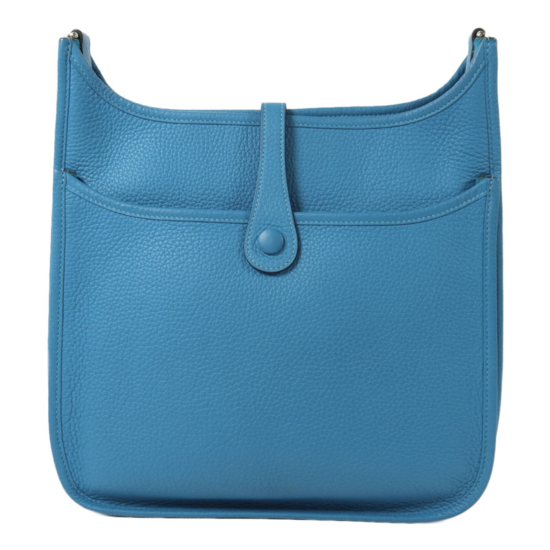 HERMES Clemence皮革Evelyne PM肩背袋Bleu Izmir-1