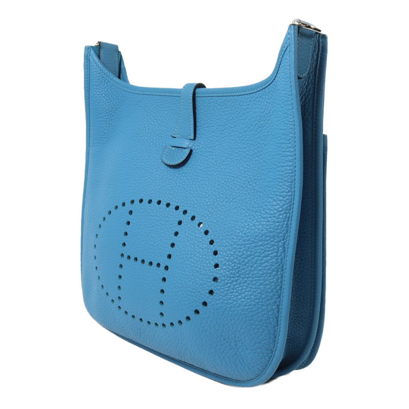 HERMES Clemence皮革Evelyne PM肩背袋Bleu Izmir-2