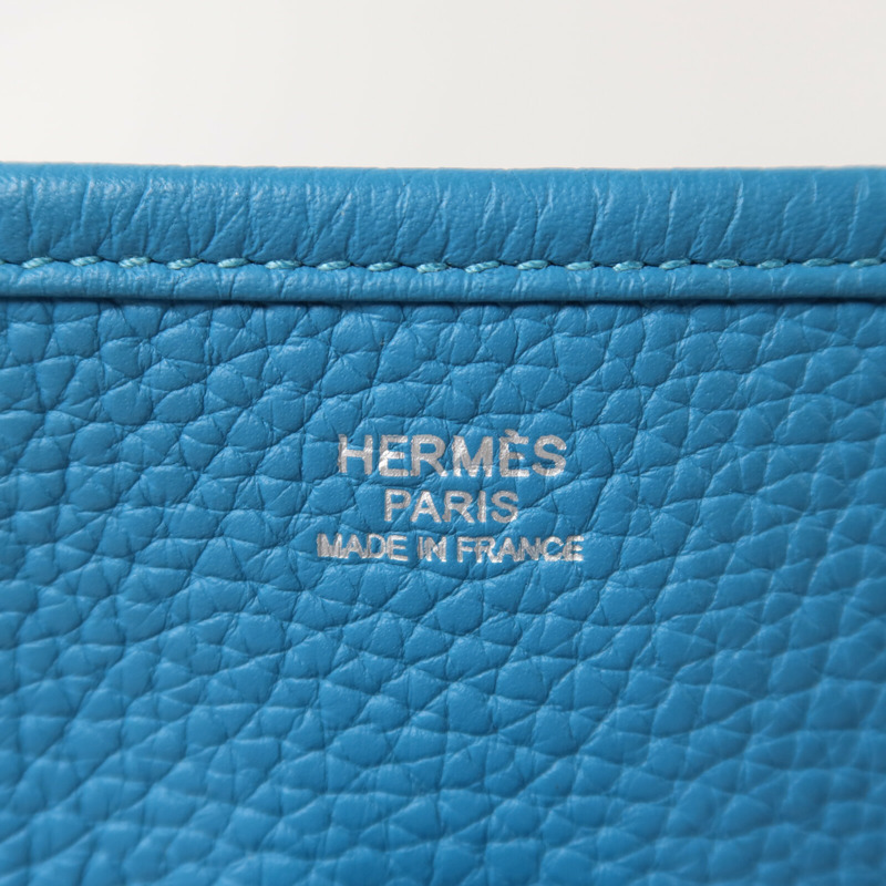 HERMES Clemence皮革Evelyne PM肩背袋Bleu Izmir-6