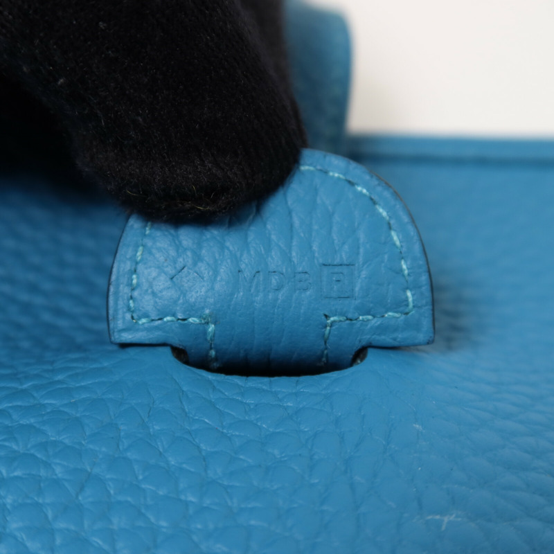 HERMES Clemence皮革Evelyne PM肩背袋Bleu Izmir-7