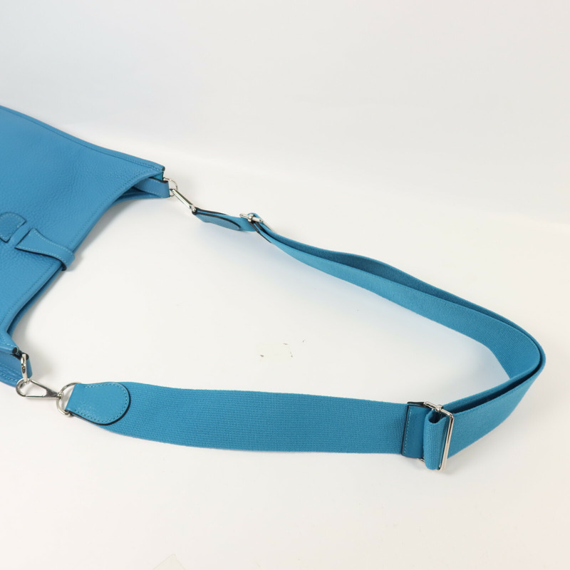 HERMES Clemence皮革Evelyne PM肩背袋Bleu Izmir-8